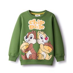 Babyhug Disney Single Jersey Knit Full Sleeves T-Shirt & Lounge Pant Set With Chip N Dale Graphic - Olive Green