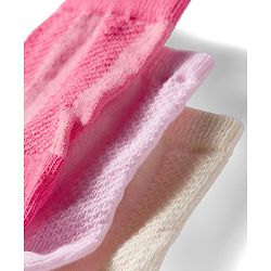 Cutewalk by Babyhug Non Terry Knit Anti-Bacterial Ankle Length Solid Colour Socks Pack of 3 - Dark Pink & Cream