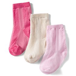 Cutewalk by Babyhug Non Terry Knit Anti-Bacterial Ankle Length Solid Colour Socks Pack of 3 - Dark Pink & Cream