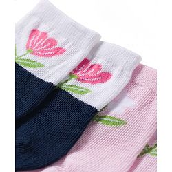 Cute Walk by Babyhug Non Terry Knit Ankle Length Anti Bacterial Socks With Floral Design Pack of 3 - Multicolour Female