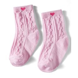 Cutewalk by Babyhug Non Terry Ankle Length Anti-Bacterial Socks with Floral, Heart & Bow Design Pack of 3 - Pink & Purple