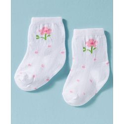 Cute Walk by Babyhug Non Terry Knit Ankle Length Anti Bacterial Socks With Floral Design Pack of 3 -  Multicolour