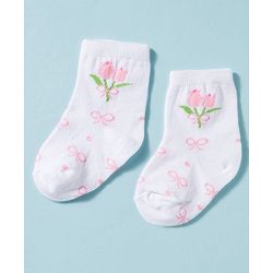 Cute Walk by Babyhug Non Terry Knit Ankle Length Anti Bacterial Socks With Floral Design Pack of 3 -  Multicolour