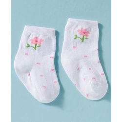 Cute Walk by Babyhug Non Terry Knit Ankle Length Anti Bacterial Socks With Floral Design Pack of 3 -  Multicolour
