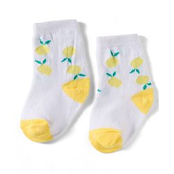 Cute Walk by Babyhug Non Terry Knit Ankle Length Anti Bacterial Socks With Stripes & Fruits Design Pack of 3 - Multicolour
