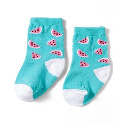 Cute Walk by Babyhug Non Terry Knit Ankle Length Anti Bacterial Socks With Stripes & Fruits Design Pack of 3 - Multicolour