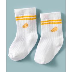 Cute Walk by Babyhug Non Terry Knit Ankle Length Anti Bacterial Socks With Fruits Design Pack of 3 - Multicolour