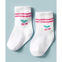 Cute Walk by Babyhug Non Terry Knit Ankle Length Anti Bacterial Socks With Fruits Design Pack of 3 - Multicolour