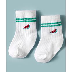 Cute Walk by Babyhug Non Terry Knit Ankle Length Anti Bacterial Socks With Fruits Design Pack of 3 - Multicolour