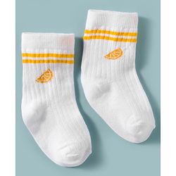 Cute Walk by Babyhug Non Terry Knit Ankle Length Anti Bacterial Socks With Fruits Design Pack of 3 - Multicolour