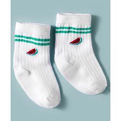Cute Walk by Babyhug Non Terry Knit Ankle Length Anti Bacterial Socks With Fruits Design Pack of 3 - Multicolour