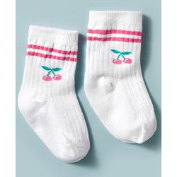 Cute Walk by Babyhug Non Terry Knit Ankle Length Anti Bacterial Socks With Fruits Design Pack of 3 - Multicolour