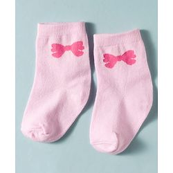 Cute Walk by Babyhug Non Terry Knit Ankle Length Anti Bacterial Socks With Polka Dots Hearts & Bow Design Pack of 3 - Multicolour