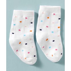 Cute Walk by Babyhug Non Terry Knit Ankle Length Anti Bacterial Socks With Polka Dots Hearts & Bow Design Pack of 3 - Multicolour