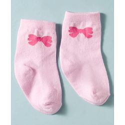 Cute Walk by Babyhug Non Terry Knit Ankle Length Anti Bacterial Socks With Polka Dots Hearts & Bow Design Pack of 3 - Multicolour