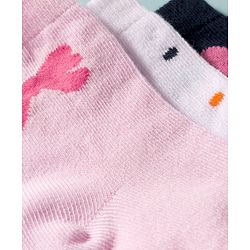 Cute Walk by Babyhug Non Terry Knit Ankle Length Anti Bacterial Socks With Polka Dots Hearts & Bow Design Pack of 3 - Multicolour