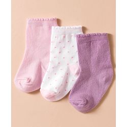 Cute Walk by Babyhug Non Terry Knit Ankle Length Anti Bacterial Socks With Polka Dots Pack of 3 - Multicolour