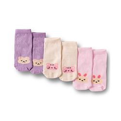 Cute Walk by Babyhug Non Terry Cotton Knit Ankle Length Anti Bacterial Socks With Animal Design Pack Of 3 - Multicolour