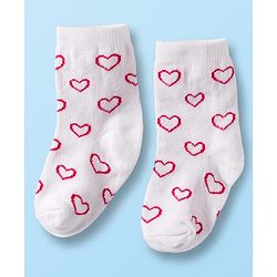 Cute Walk by Babyhug Non Terry Cotton Knit Ankle Length Anti Bacterial Socks With Hearts Design Pack Of 3 - Multicolour