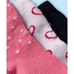 Cute Walk by Babyhug Non Terry Cotton Knit Ankle Length Anti Bacterial Socks With Hearts Design Pack Of 3 - Multicolour