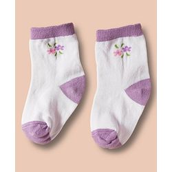 Cute Walk by Babyhug Non Terry Cotton Knit Ankle Length Anti Bacterial Socks With Floral Design Pack Of 3 - Multicolour