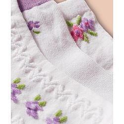Cute Walk by Babyhug Non Terry Cotton Knit Ankle Length Anti Bacterial Socks With Floral Design Pack Of 3 - Multicolour