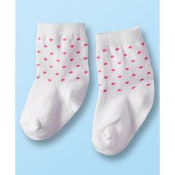 Cute Walk by Babyhug Non Terry Cotton Knit Ankle Length Anti Bacterial Socks With Polka Dots & Floral Design Pack Of 3 - Multicolour