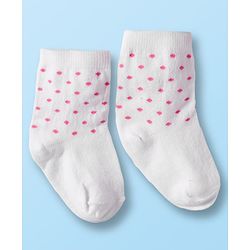 Cute Walk by Babyhug Non Terry Cotton Knit Ankle Length Anti Bacterial Socks With Polka Dots & Floral Design Pack Of 3 - Multicolour