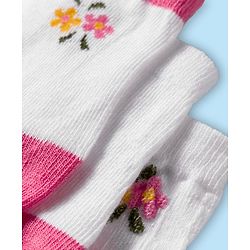 Cute Walk by Babyhug Non Terry Cotton Knit Ankle Length Anti Bacterial Socks With Floral Design Pack Of 3 - Multicolour