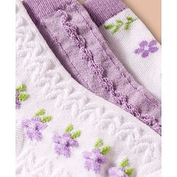 Cute Walk by Babyhug Non Terry Cotton Knit Ankle Length Anti Bacterial Socks With Floral Design Pack Of 3 - Multicolour