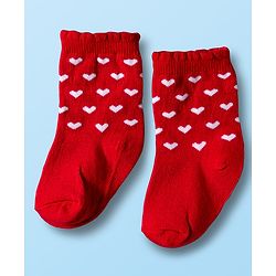Cute Walk by Babyhug Non Terry Cotton Knit Ankle Length Anti Bacterial Socks With Hearts Design Pack Of 3 - Multicolour