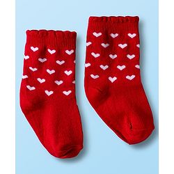 Cute Walk by Babyhug Non Terry Cotton Knit Ankle Length Anti Bacterial Socks With Hearts Design Pack Of 3 - Multicolour