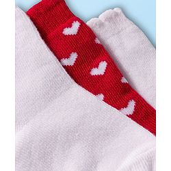 Cute Walk by Babyhug Non Terry Cotton Knit Ankle Length Anti Bacterial Socks With Hearts Design Pack Of 3 - Multicolour