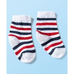 Cute Walk by Babyhug Ankle Length Anti Bacterial Socks with Bear Design Pack of 3 - Red White & Navy