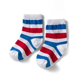 Cute Walk by Babyhug Non Terry Knit Ankle Length Anti Bacterial Socks With Stripes & Boat Design Pack of 3 - Red Blue & White