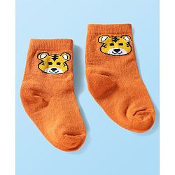 Cute Walk by Babyhug Ankle Length Anti Bacterial Socks with Animal Design Pack of 3 - Blue White & Orange