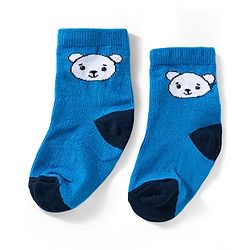 Cute Walk by Babyhug Ankle Length Anti Bacterial Socks with Animal Design Pack of 3 - Blue White & Orange