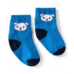 Cute Walk by Babyhug Ankle Length Anti Bacterial Socks with Animal Design Pack of 3 - Blue White & Orange