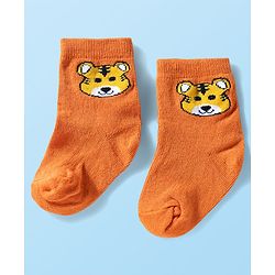 Cute Walk by Babyhug Ankle Length Anti Bacterial Socks with Animal Design Pack of 3 - Blue White & Orange