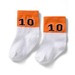 Cute Walk by Babyhug Non Terry Knit Ankle Length Anti Bacterial Socks With Stripes & Basketball Design Pack of 3 - Orange Blue & White