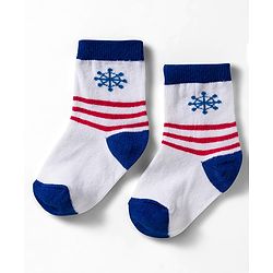 Cute Walk by Babyhug Non Terry Knit Ankle Length Anti Bacterial Socks With Stripes & Nautical Theme Design Pack of 3 - Yellow Blue & White