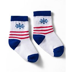 Cute Walk by Babyhug Non Terry Knit Ankle Length Anti Bacterial Socks With Stripes & Nautical Theme Design Pack of 3 - Yellow Blue & White