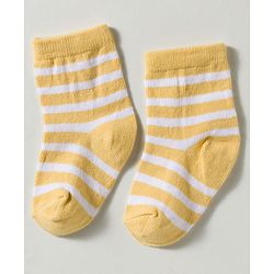 Cute Walk by Babyhug Non Terry Knit Ankle Length Anti Bacterial Striped & Bear Designed Socks Pack of 3 - Multicolor