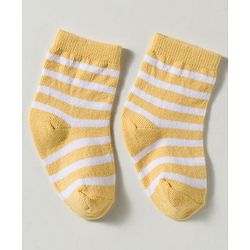 Cute Walk by Babyhug Non Terry Knit Ankle Length Anti Bacterial Striped & Bear Designed Socks Pack of 3 - Multicolor