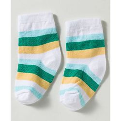 Cute Walk by Babyhug Non Terry Knit Ankle Length Anti Bacterial Striped & Bear Designed Socks Pack of 3 - Multicolor