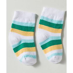 Cute Walk by Babyhug Non Terry Knit Ankle Length Anti Bacterial Striped & Bear Designed Socks Pack of 3 - Multicolor