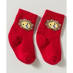 Cute Walk by Babyhug Non Terry Knit Ankle Length Anti Bacterial Striped & Lion Designed Socks Pack of 3 - Multicolor