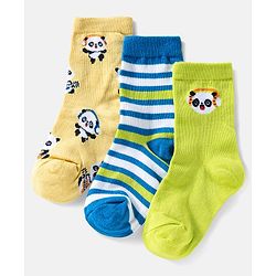 Cute Walk by Babyhug Ankle Length Anti Bacterial Socks with Panda Design Pack of 3 - Multicolour