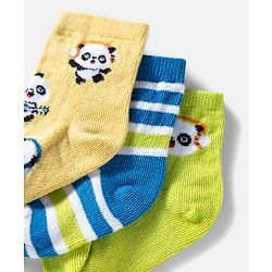 Cute Walk by Babyhug Ankle Length Anti Bacterial Socks with Panda Design Pack of 3 - Multicolour