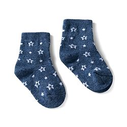Cute Walk by Babyhug Ankle Length Anti Bacterial Socks with Star Design Pack of 3 - Navy